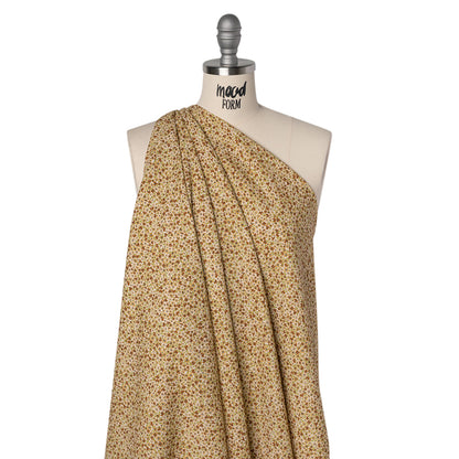 Cotton and Viscose Striped Seersucker - Beige, Tan and Light Green Ditsy Floral - Mood Exclusive Spring’s Sweet Song Print Drape