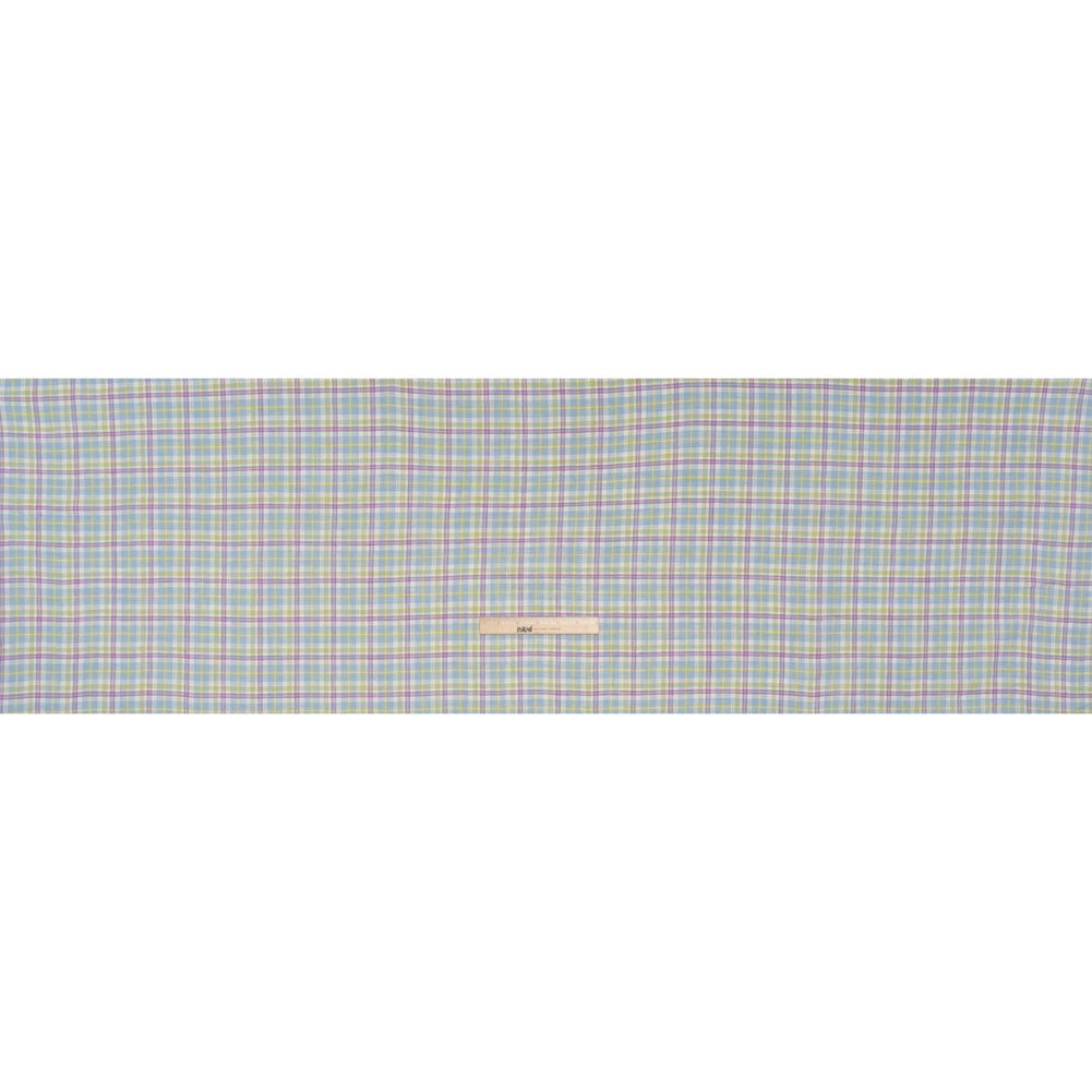 Lightweight Linen Woven - Purple, Sky Blue and Lime Green Plaid - Full
