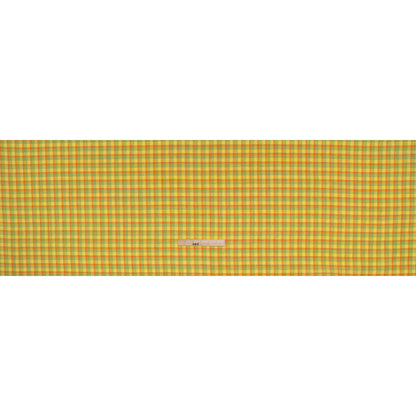 Lightweight Linen Woven - Bright Yellow, Orange and Lime Green Plaid
