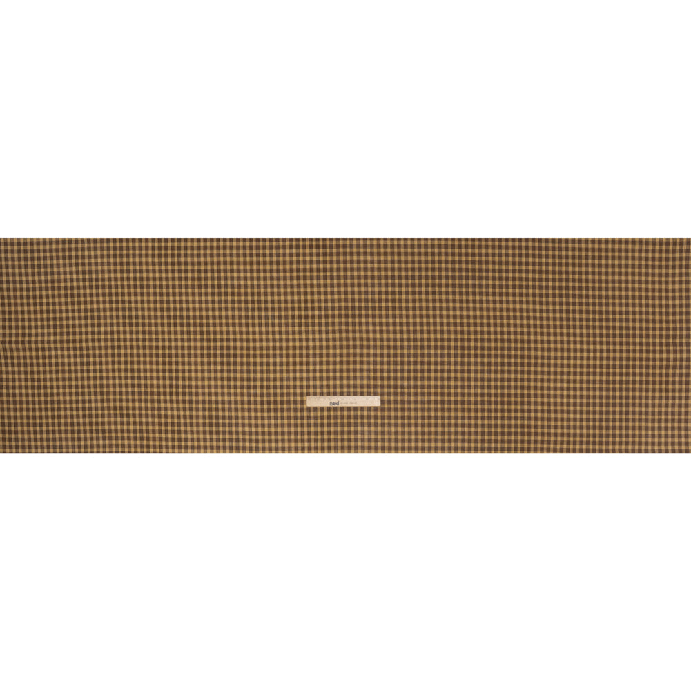 Medium Weight Linen Woven - Brown and Beige Plaid