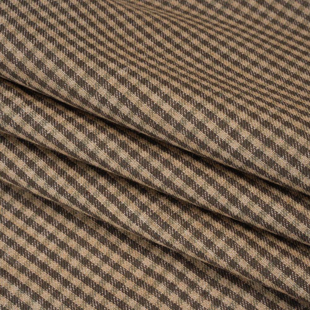 Linen Twill - Taupe and Beige Checks Folded