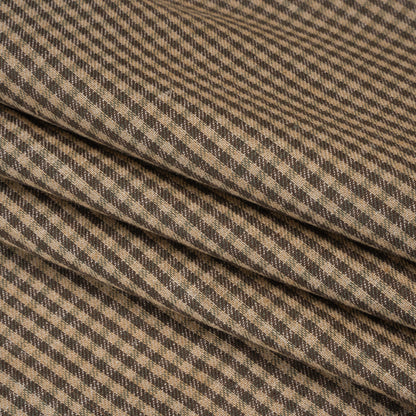 Linen Twill - Taupe and Beige Checks Folded