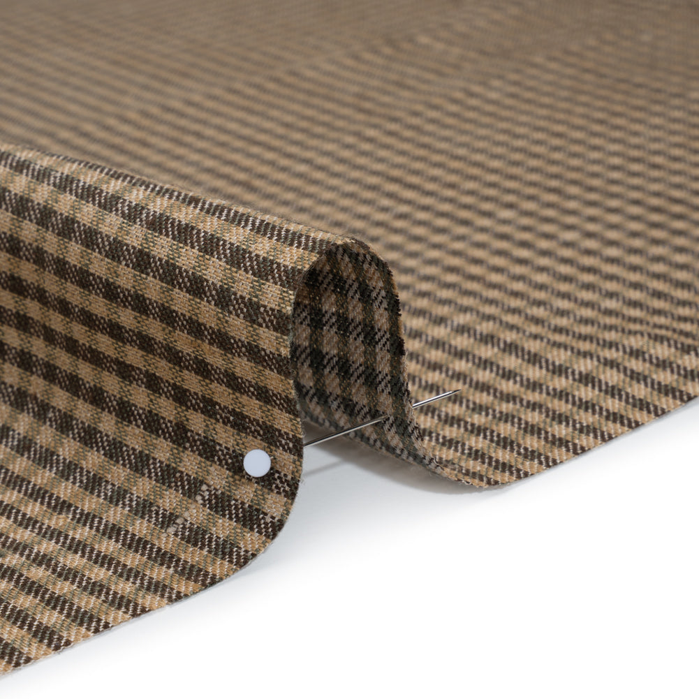 Linen Twill - Taupe and Beige Checks Detail