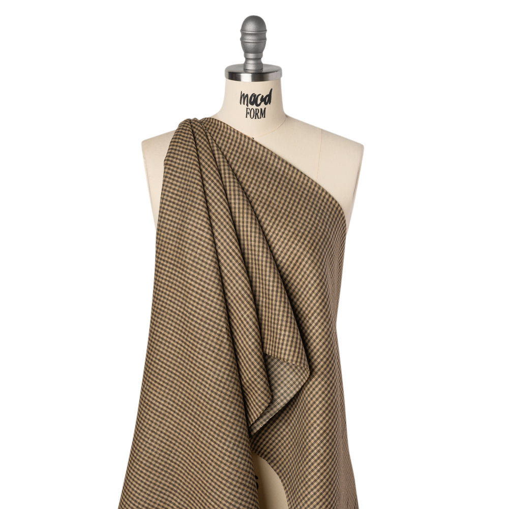 Linen Twill - Taupe and Beige Checks Drape