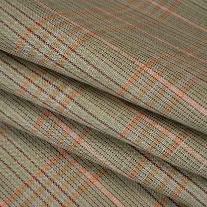 Medium Weight Linen Woven - Brown, Pink and Lime Green Plaid