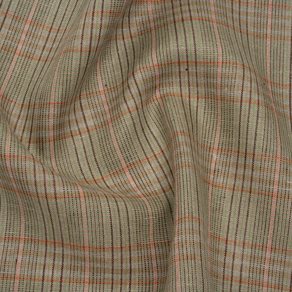 Medium Weight Linen Woven - Brown, Pink and Lime Green Plaid