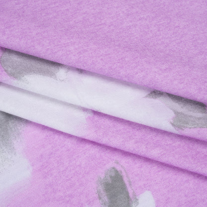Stretch Rayon Jersey Panel - Lilac and Gray Floral - Deadstock