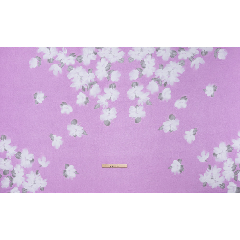 Stretch Rayon Jersey Panel - Lilac and Gray Floral - Deadstock