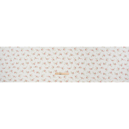 Cotton and Viscose Jersey - White, Pink and Sage Green Floral - Deadstock