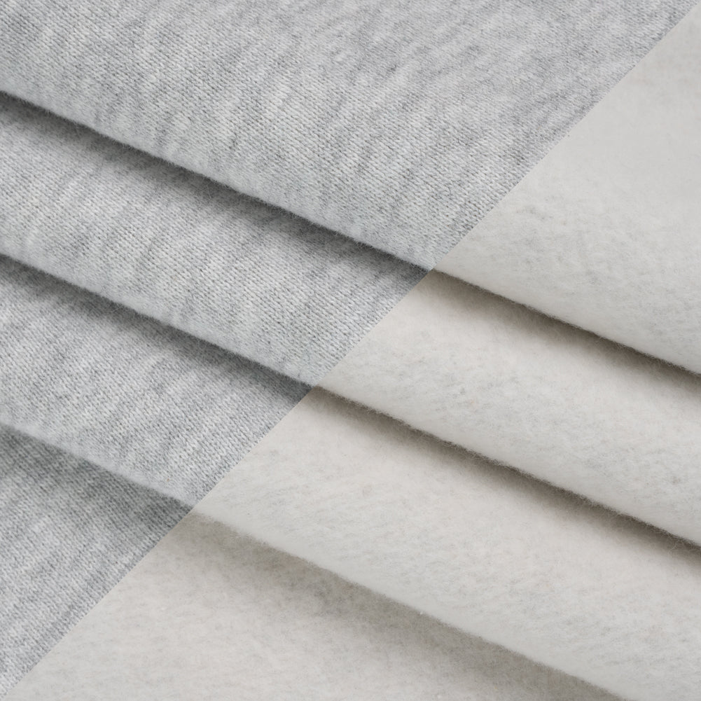 Cotton and Polyester Sweatshirt Fleece - Gray Marl and Ivory - Deadstock