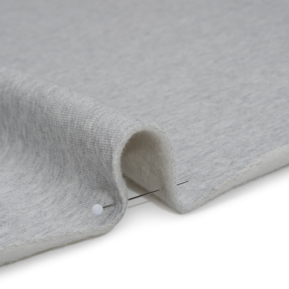 Cotton and Polyester Sweatshirt Fleece - Gray Marl and Ivory - Deadstock