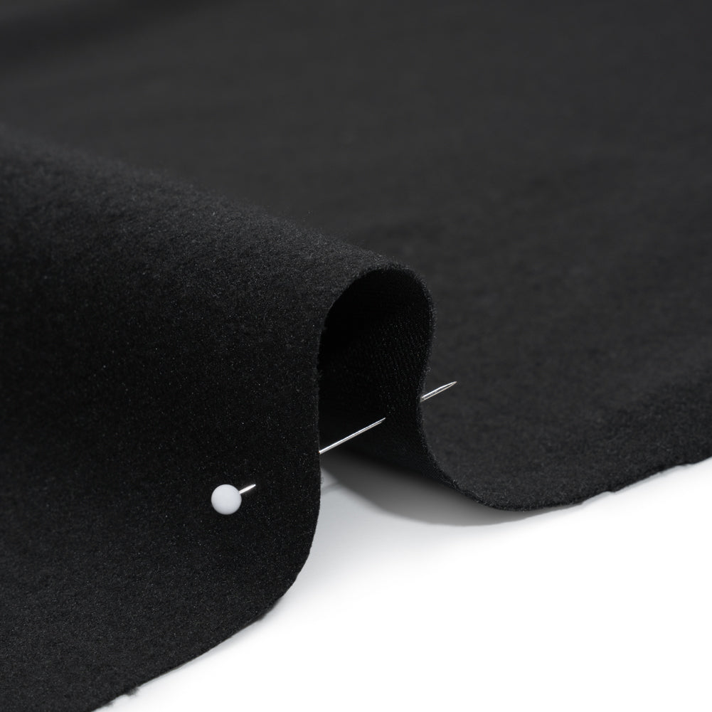 Stretch Brushed Polyester Twill - Black - Deadstock