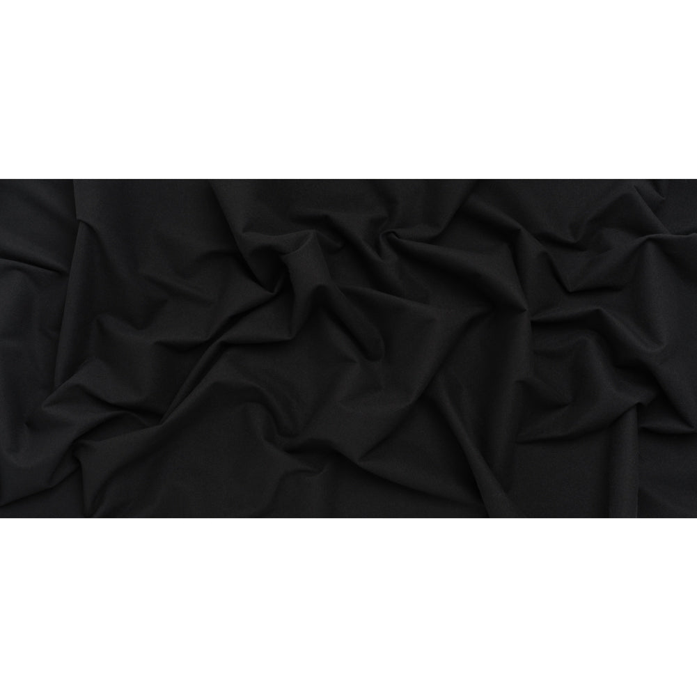 Stretch Brushed Polyester Twill - Black - Deadstock