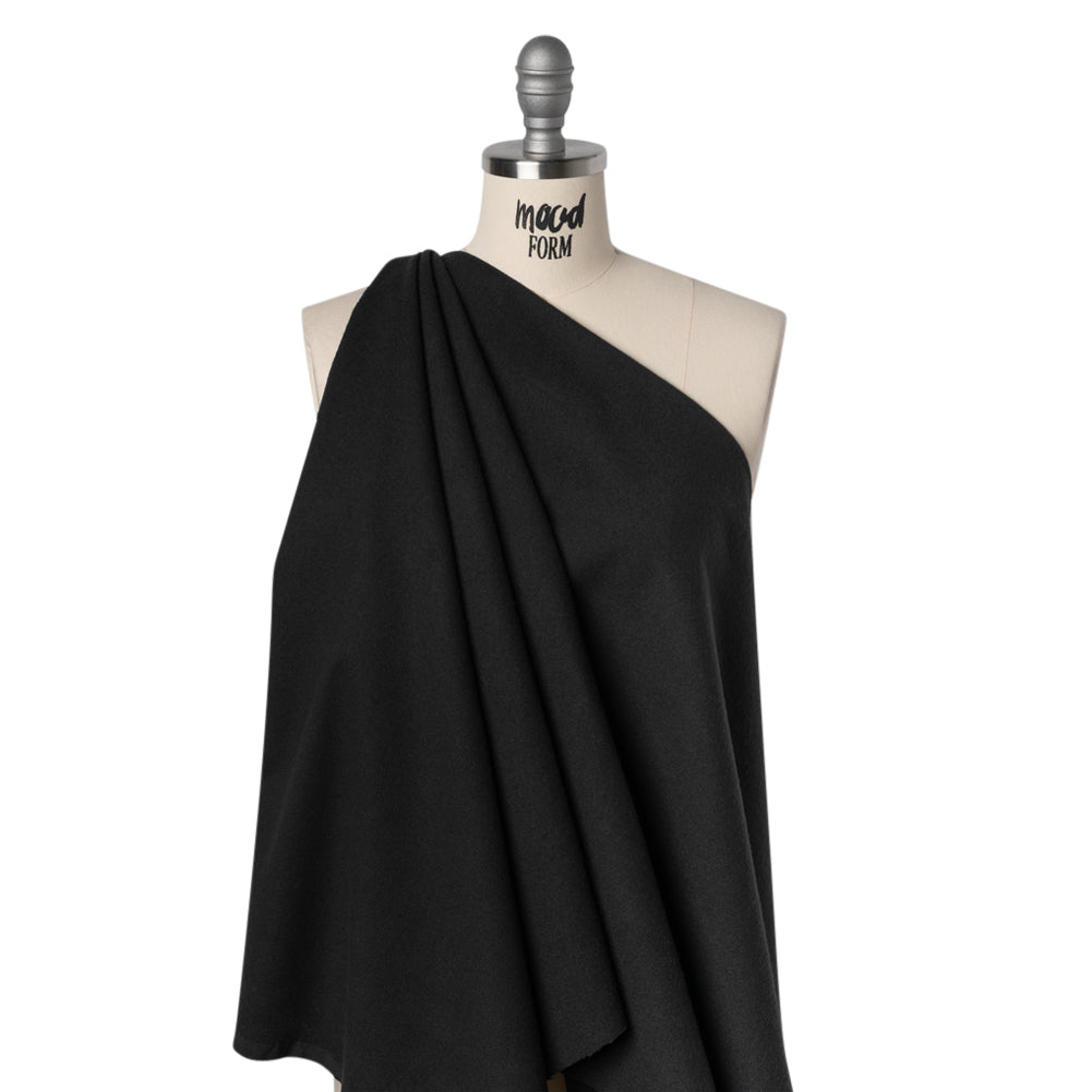 Stretch Brushed Polyester Twill - Black - Deadstock