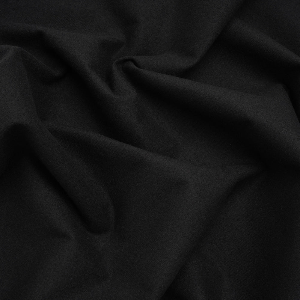 Stretch Brushed Polyester Twill - Black - Deadstock