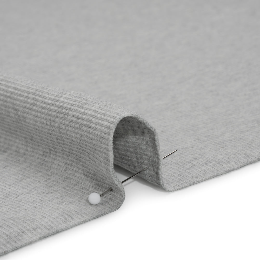 Stretch Cotton 2x2 Rib Knit - Heathered Gray - Deadstock