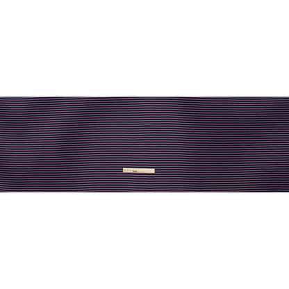 Cotton and Polyester 1x1 Rib Knit - Fuchsia, White and Navy Shadow Stripes - Deadstock