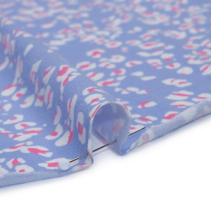 Stretch Cotton and Modal Jersey - Periwinkle, White and Pink Animal Spots - Deadstock