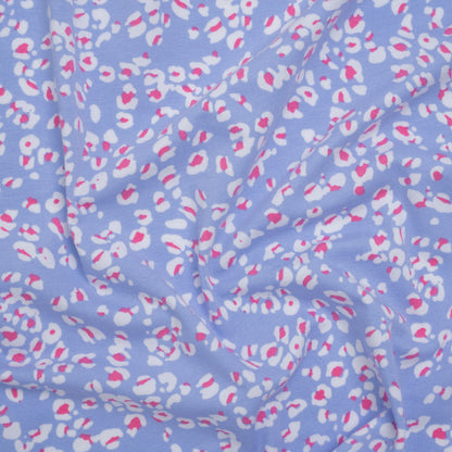 Stretch Cotton and Modal Jersey - Periwinkle, White and Pink Animal Spots - Deadstock
