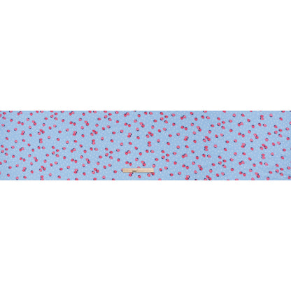 Stretch Cotton and Modal Jersey - Light Blue, White and Pink Strawberry Hearts - Deadstock