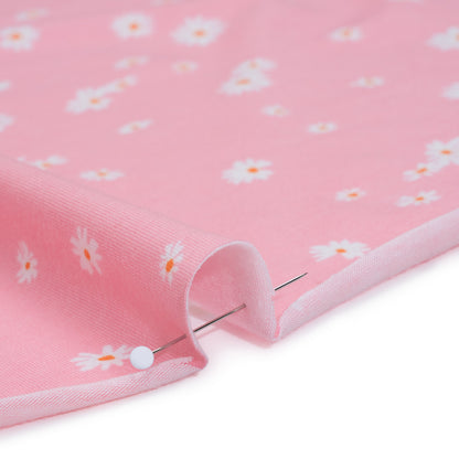 Stretch Cotton and Modal Jersey - Baby Pink and White Daisies - Deadstock