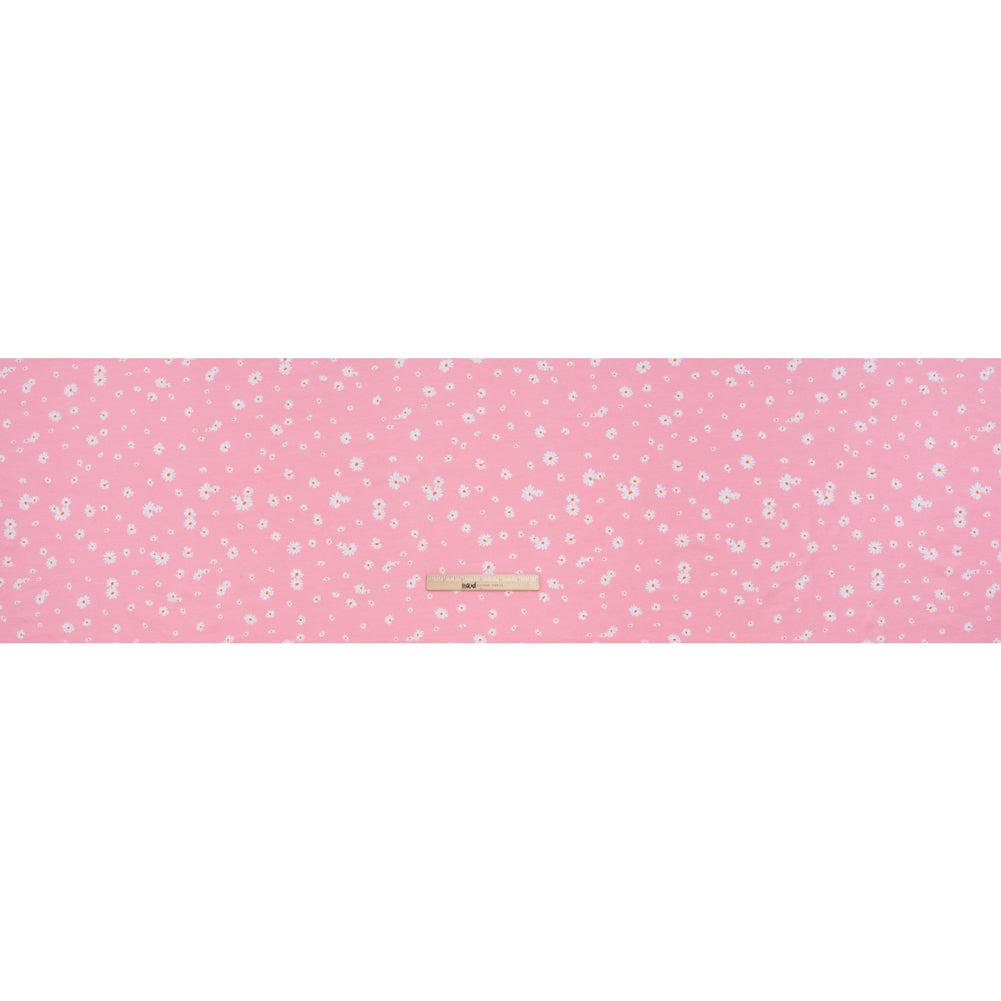Stretch Cotton and Modal Jersey - Baby Pink and White Daisies - Deadstock