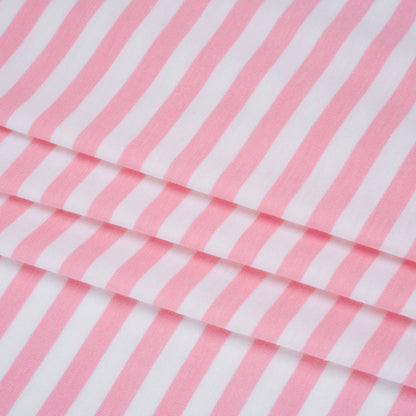 Stretch Cotton and Modal Jersey - Baby Pink and White Stripes - Deadstock