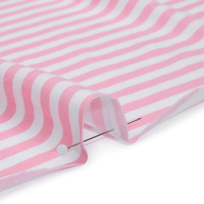 Stretch Cotton and Modal Jersey - Baby Pink and White Stripes - Deadstock