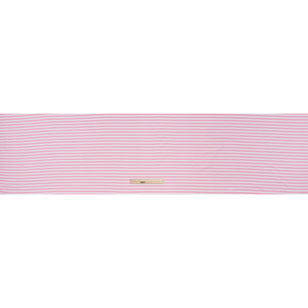 Stretch Cotton and Modal Jersey - Baby Pink and White Stripes - Deadstock