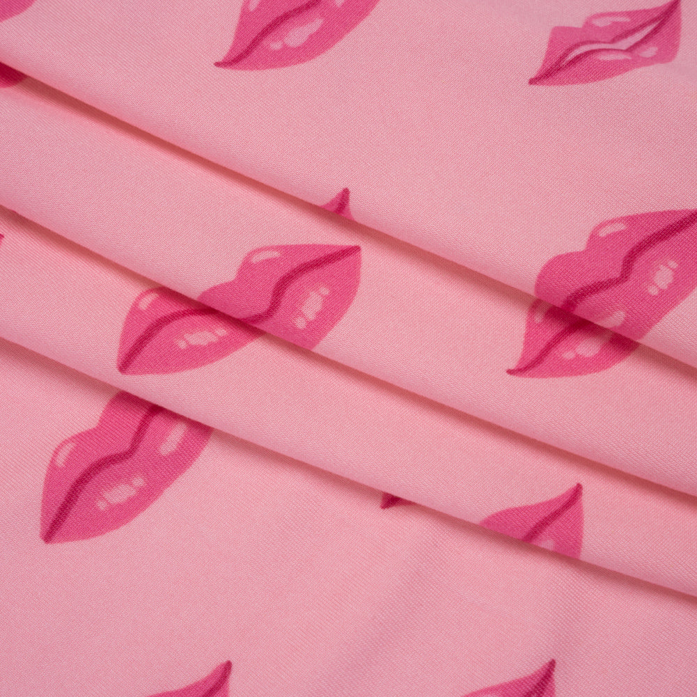 Stretch Polyester ITY Jersey Print by Vera Wang - Pink Lips - Deadstock