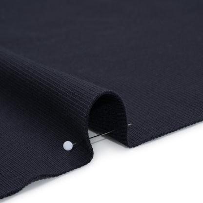 Stretch Cotton 2x2 Rib Knit - Navy - Deadstock