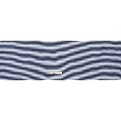 Cotton and Viscose Interlock Knit - Navy and White Stripes - Deadstock