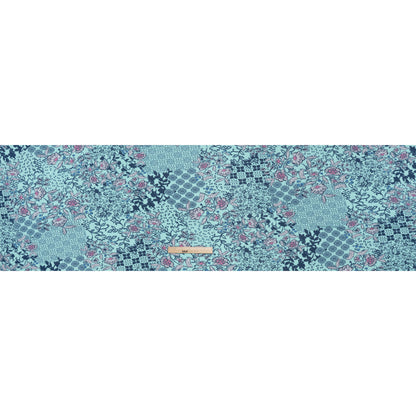 Stretch Rayon Jersey Print - Aqua, Navy Blue and Pink Floral Patches - Deadstock