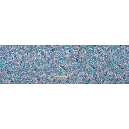 Stretch Rayon Jersey Print - Blue, Mint Green and Pink Paisley - Deadstock
