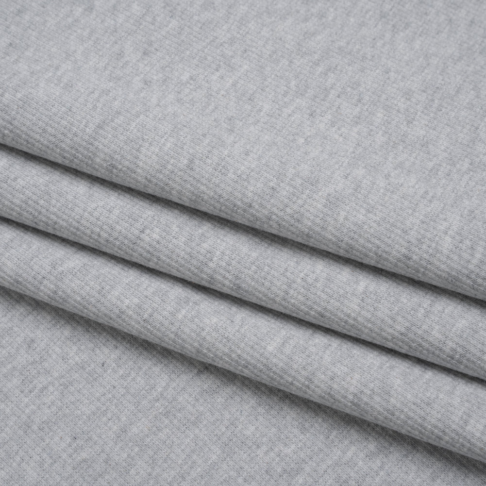 Stretch Cotton 2x2 Rib Knit - Light Heathered Gray - Deadstock