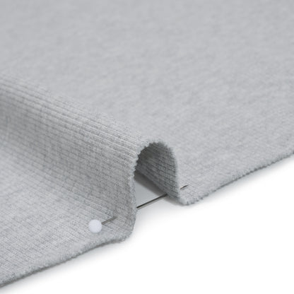 Stretch Cotton 2x2 Rib Knit - Light Heathered Gray - Deadstock