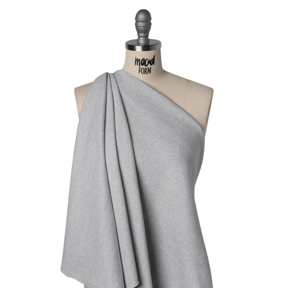 Stretch Cotton 2x2 Rib Knit - Light Heathered Gray - Deadstock