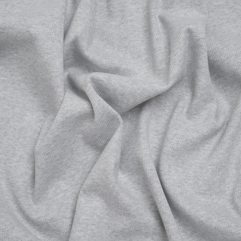 Stretch Cotton 2x2 Rib Knit - Light Heathered Gray - Deadstock