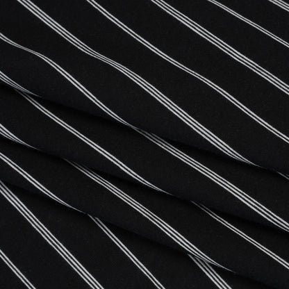 Cotton and Viscose Jersey Print - Black and White Striped - Deadstock