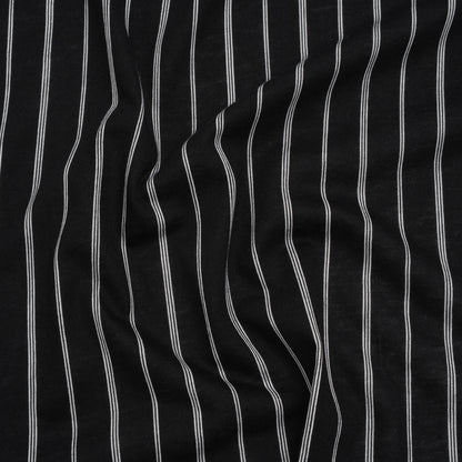 Cotton and Viscose Jersey Print - Black and White Striped - Deadstock