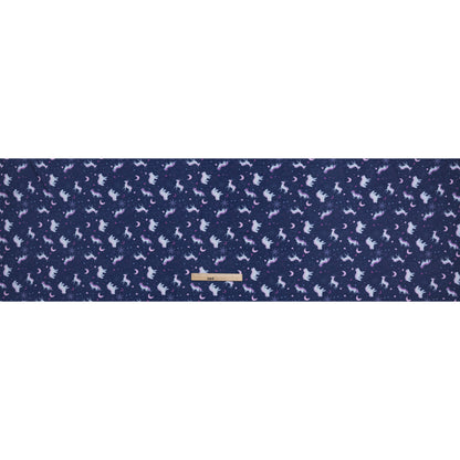 Recycled Polyester Jersey Print - Navy, Purple and White Celestial Animals - Deadstock