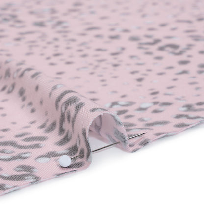 Stretch Rayon Jersey Print - Light Pink, Charcoal Gray and White Animal Spots - Deadstock