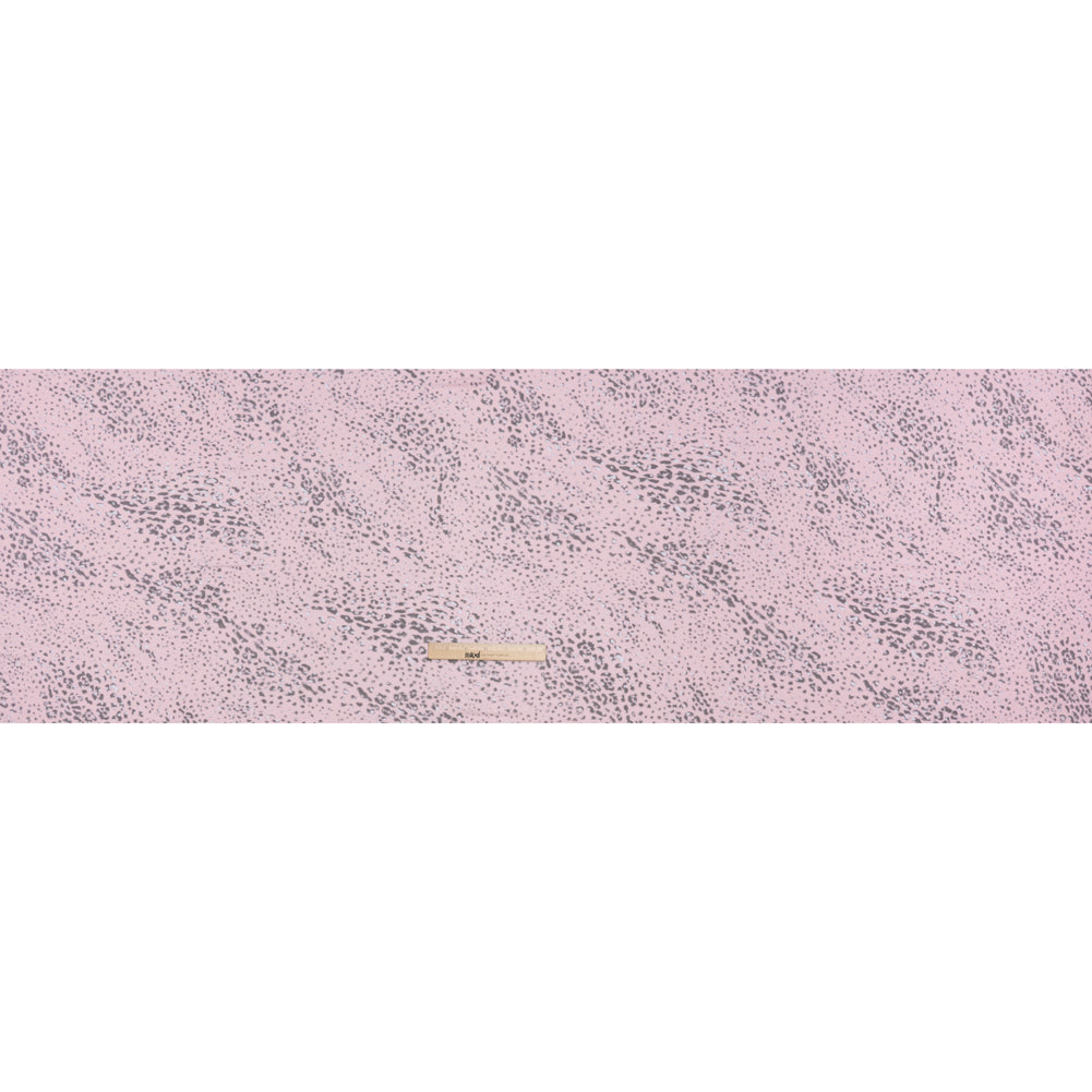Stretch Rayon Jersey Print - Light Pink, Charcoal Gray and White Animal Spots - Deadstock