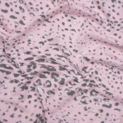 Stretch Rayon Jersey Print - Light Pink, Charcoal Gray and White Animal Spots - Deadstock