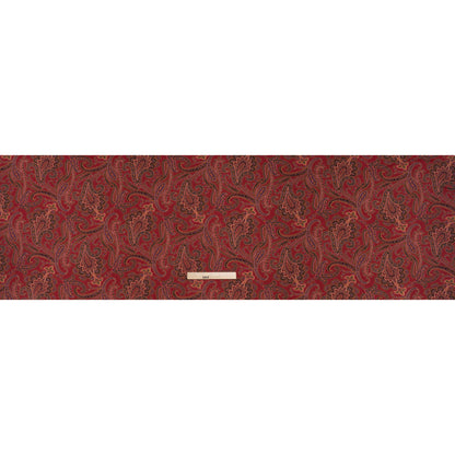 Cotton and Polyester Jersey Print - Dark Red, Green and Gold Paisley - Deadstock