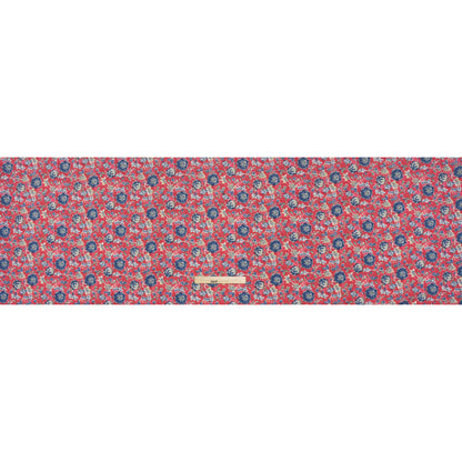 Cotton and Polyester Jersey Print - Pinkish Red, Navy Blue and Beige Floral - Deadstock
