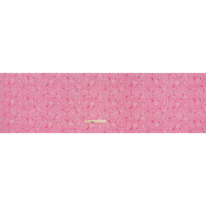 Cotton and Polyester Jersey Print - Hot Pink and White Paisley - Deadstock