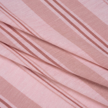 Stretch Rayon Jersey Print - Light Pink and Mauve Stripes - Deadstock