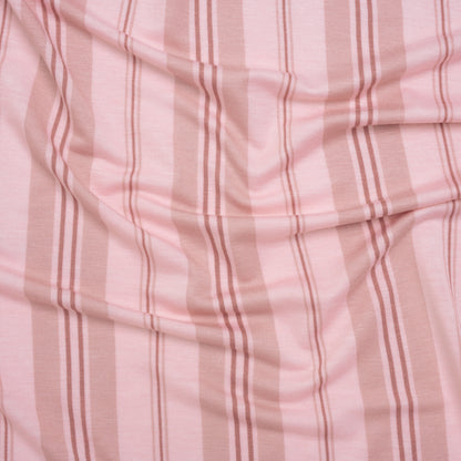 Stretch Rayon Jersey Print - Light Pink and Mauve Stripes - Deadstock