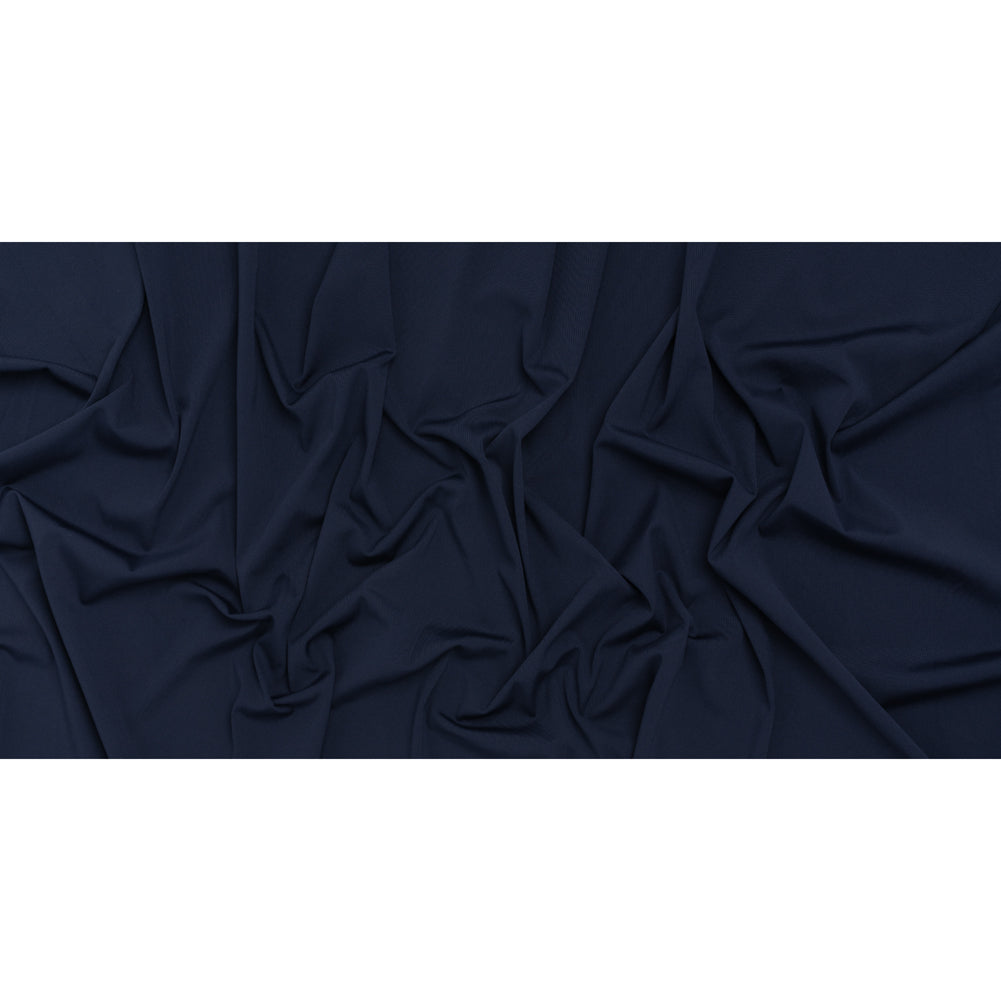 Stretch Polyester 1x1 Rib Knit - Navy Blue - Deadstock